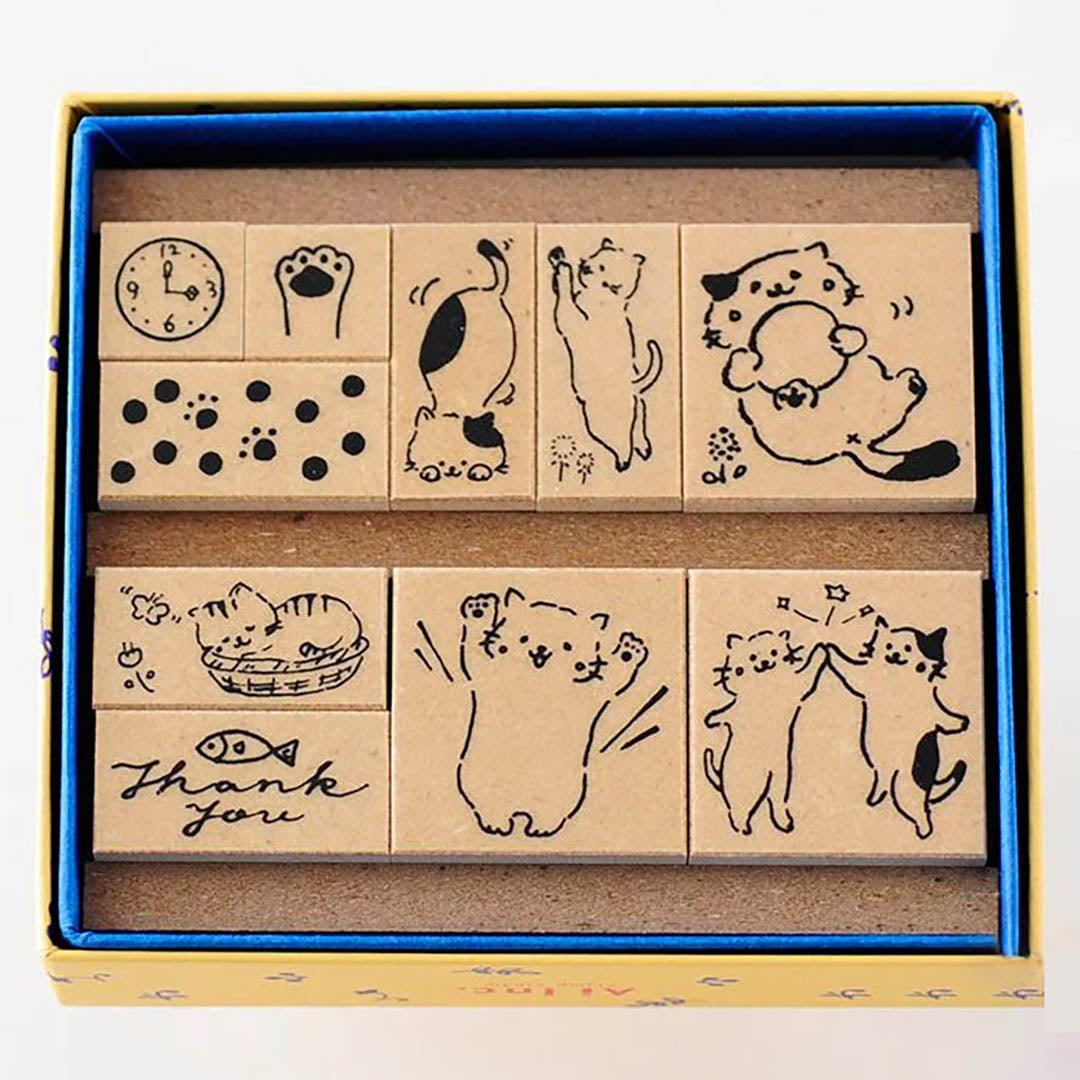 Japanese Animal Kitten Stamp Set of 10