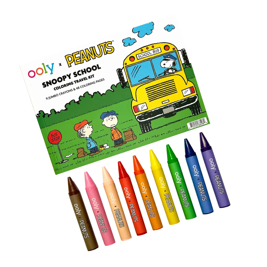 OOLY X Peanuts: Snoopy School Coloring Travel Kit -9 Jumbo Crayons