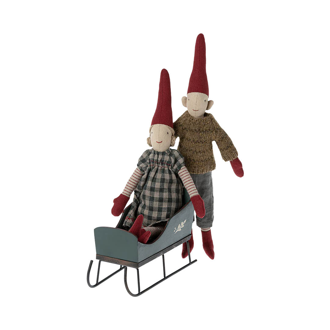 Wooden Sleigh, Mini - Green