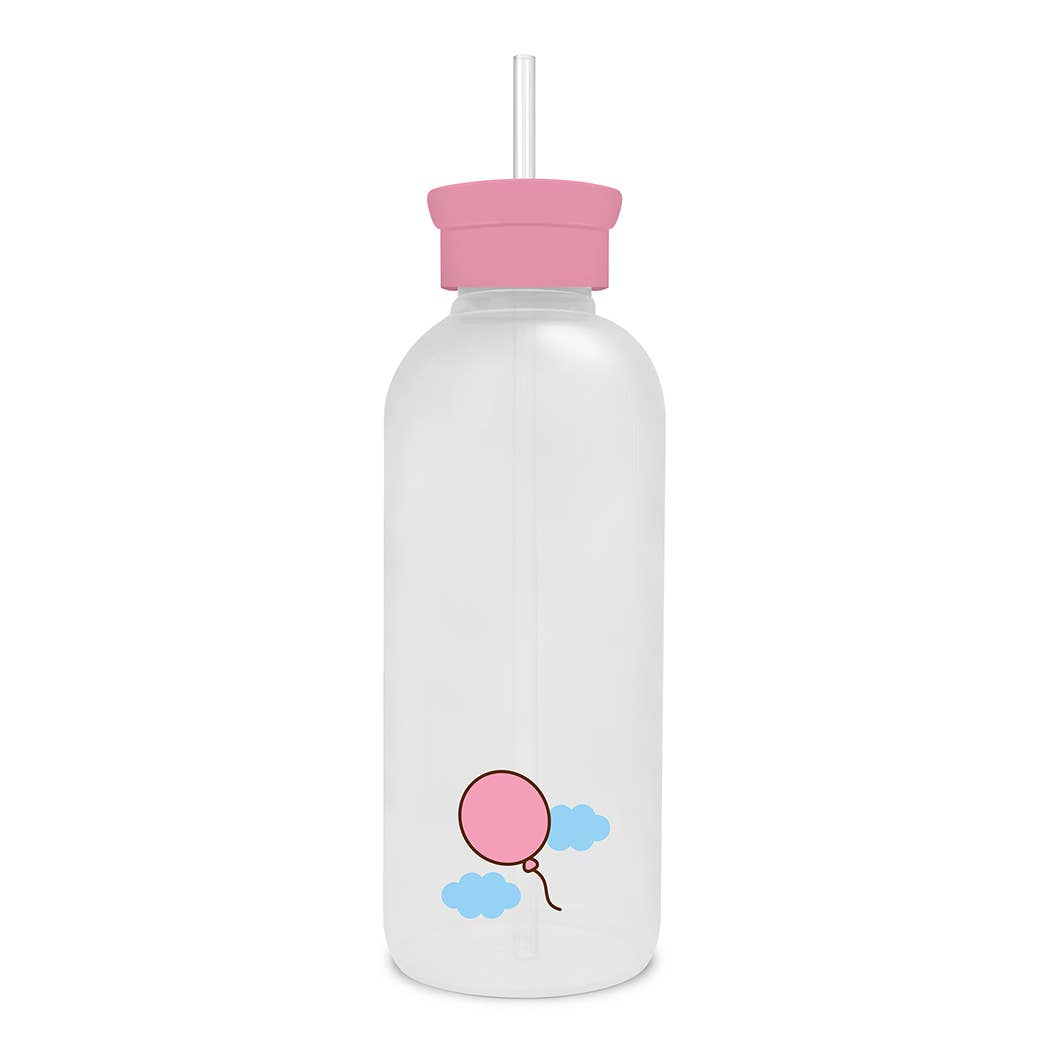 Pusheen Glass Water Bottle with Straw