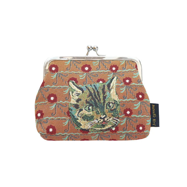 NEW Nathalie Lete Embroidered Woven Cat Purse - Tabby Cat