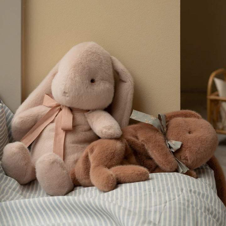 Sleeping bunny plush, Small - Soft brown