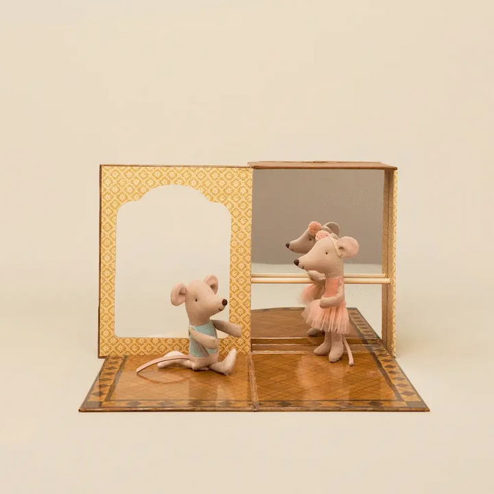 Ballet mice in dance studio, Little sister and brother