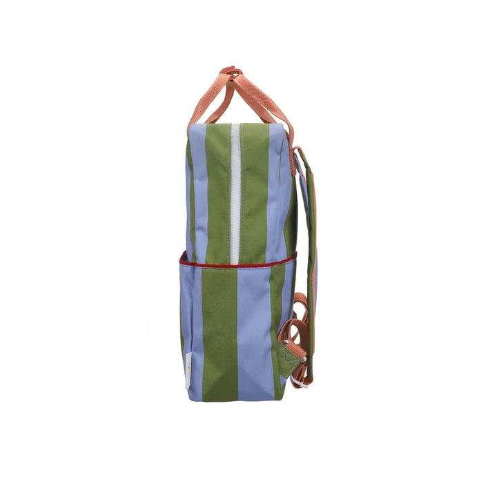Large Backpack Bag - Stripes - Tickling Grass + Cloud Blue