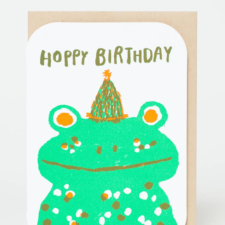 Hoppy Birthday Frog Letterpress Greeting Card