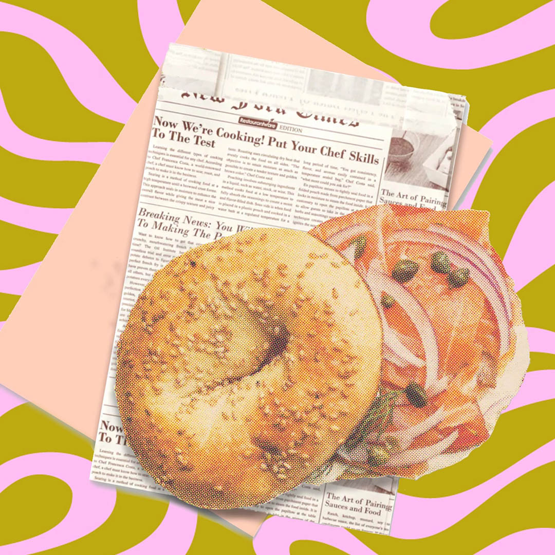 Retro NYC Bagel Postcard With Envelope & Concession Bag