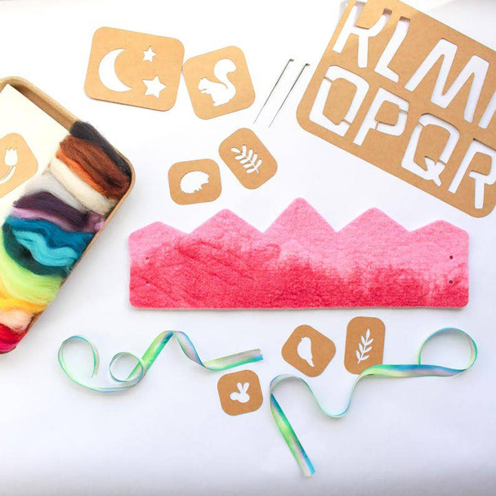 Personalizable Wool Crown Felting Kit - Pink Coral