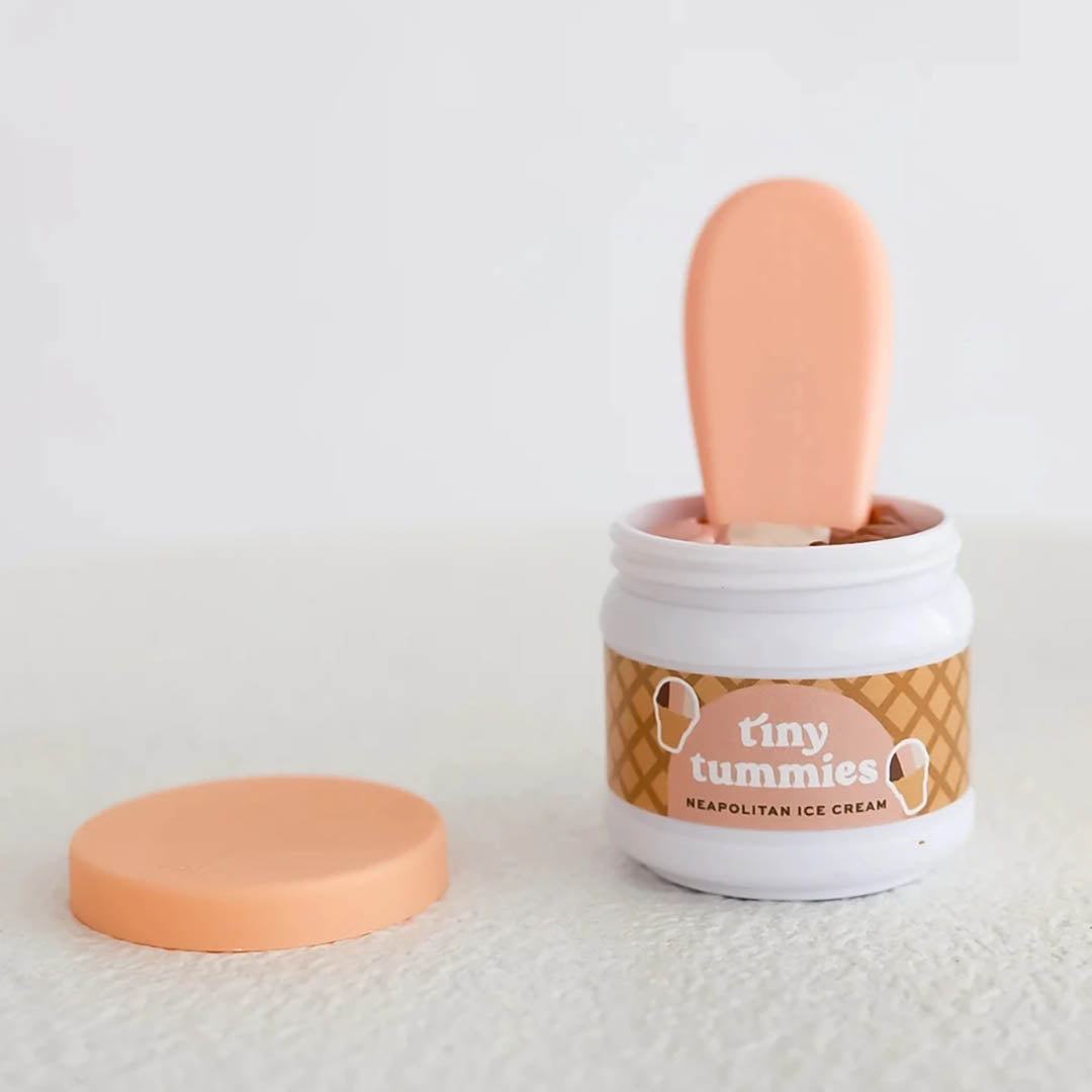 NEW Tiny Tummies Neapolitan Ice Cream Jar and Spoon Set