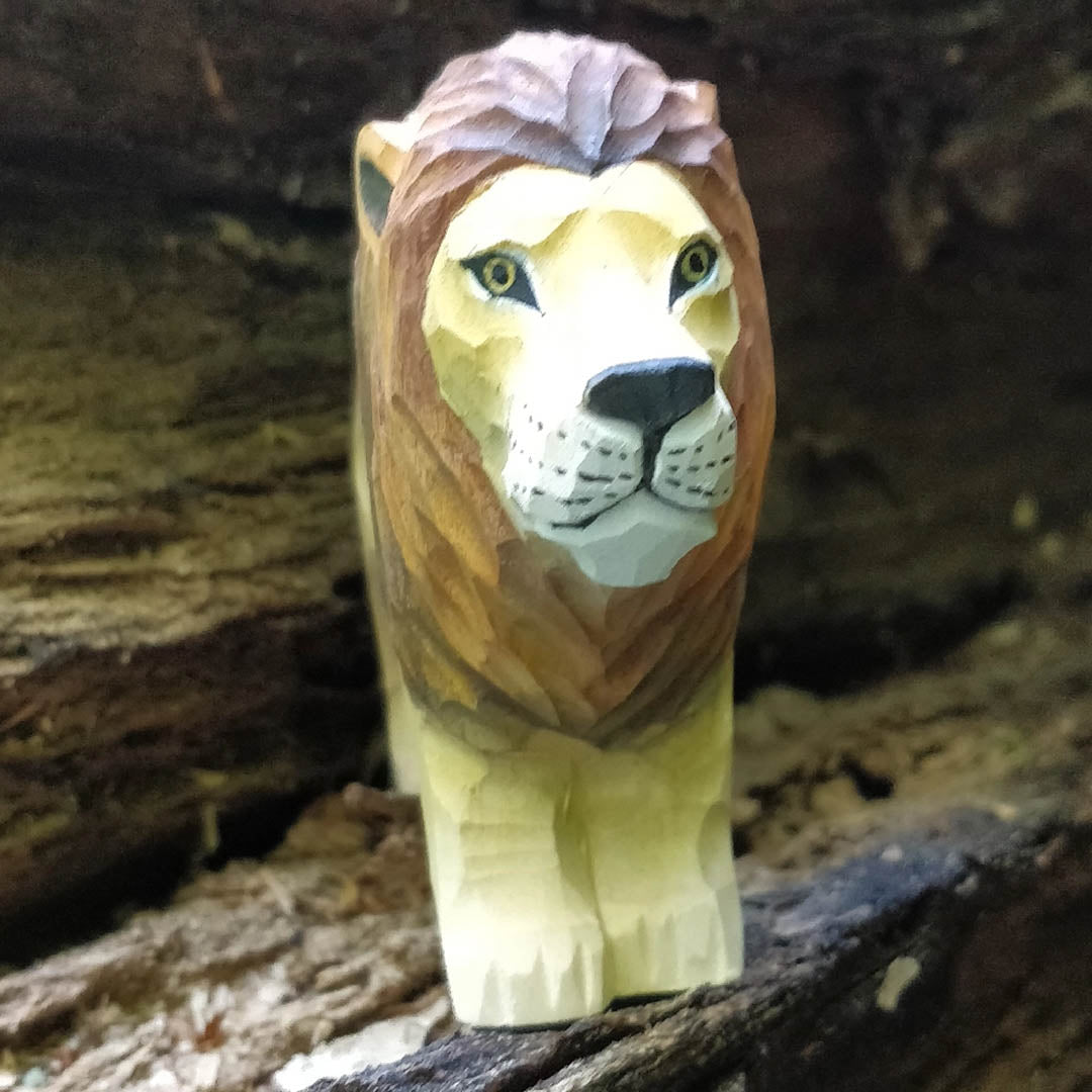 NEW Wooden Lion Animal Toy