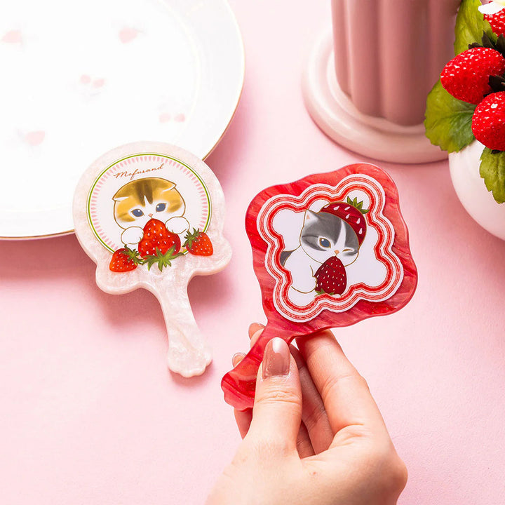 Mofusand Merci Strawberry Mini Hand Mirror - Light Pink