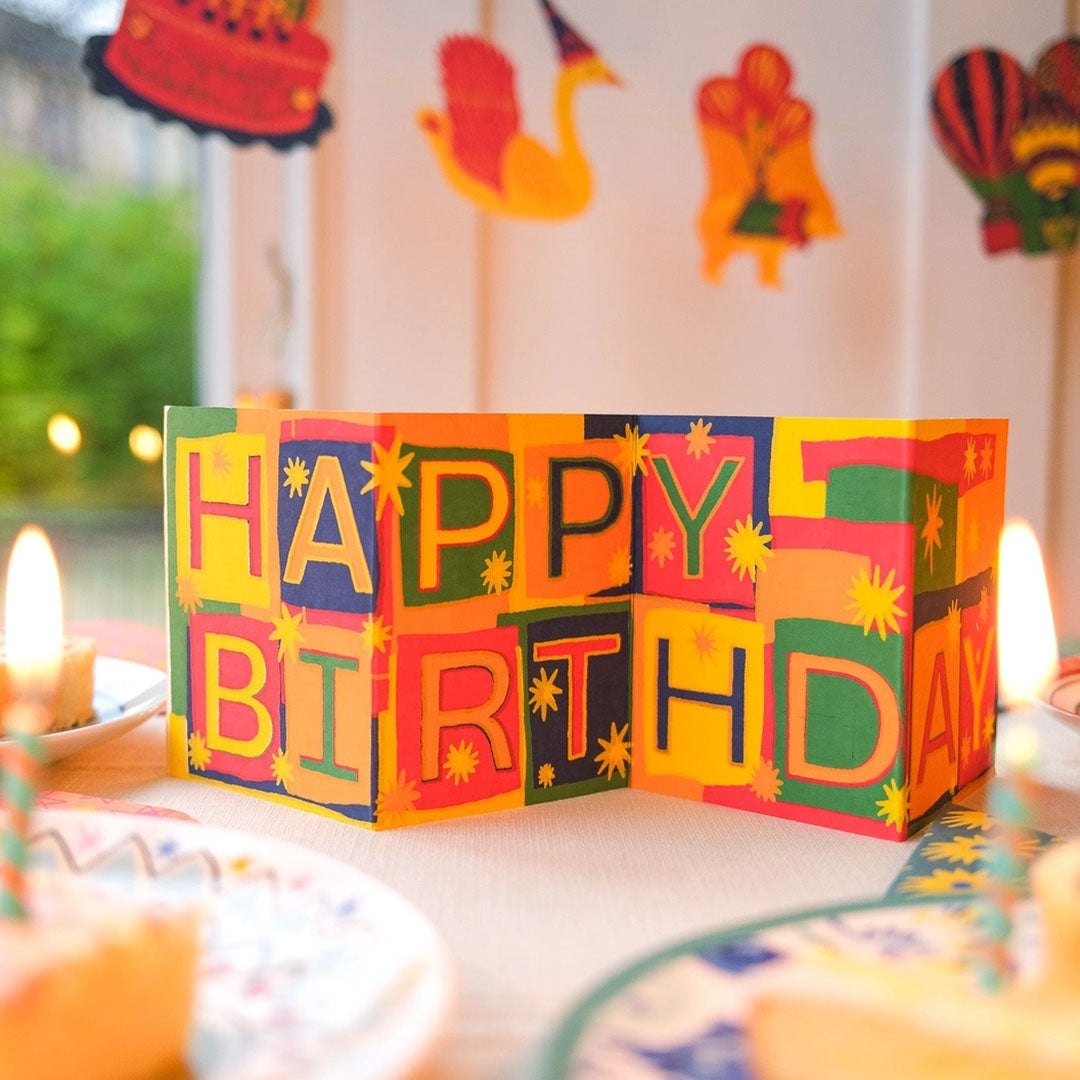NEW Happy Birthday Concertina Greeting Card