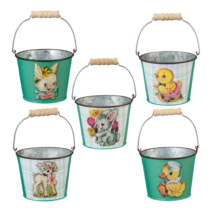 Retro Easter Basket Metal Bucket