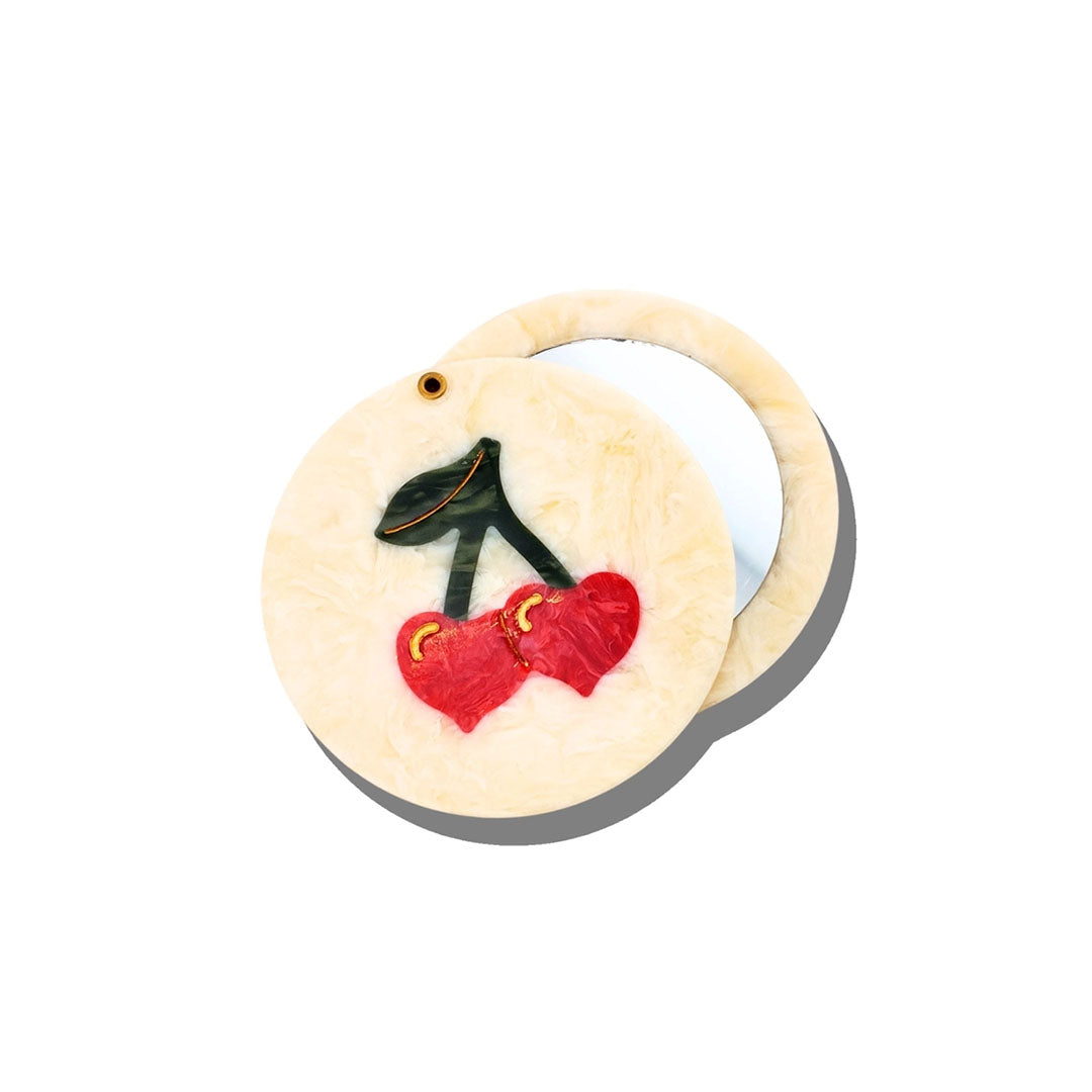 Hand-painted Cherry Hearts Compact Mirror