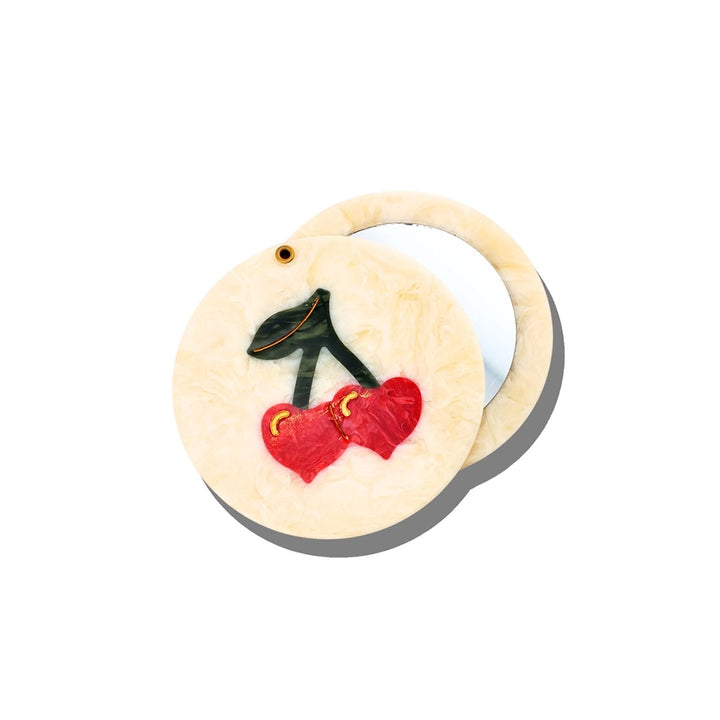 Hand-painted Cherry Hearts Compact Mirror