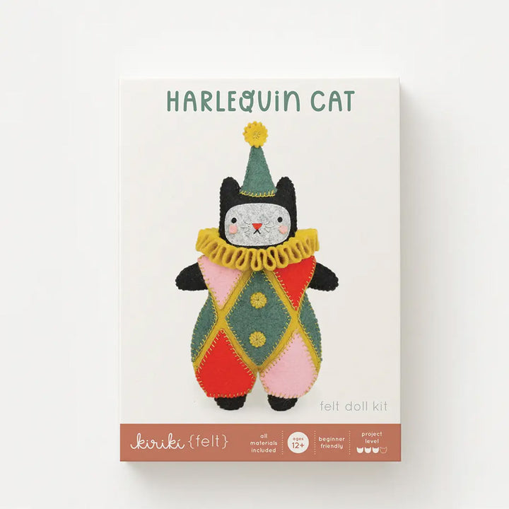 Harlequin Cat Felt Doll Kit