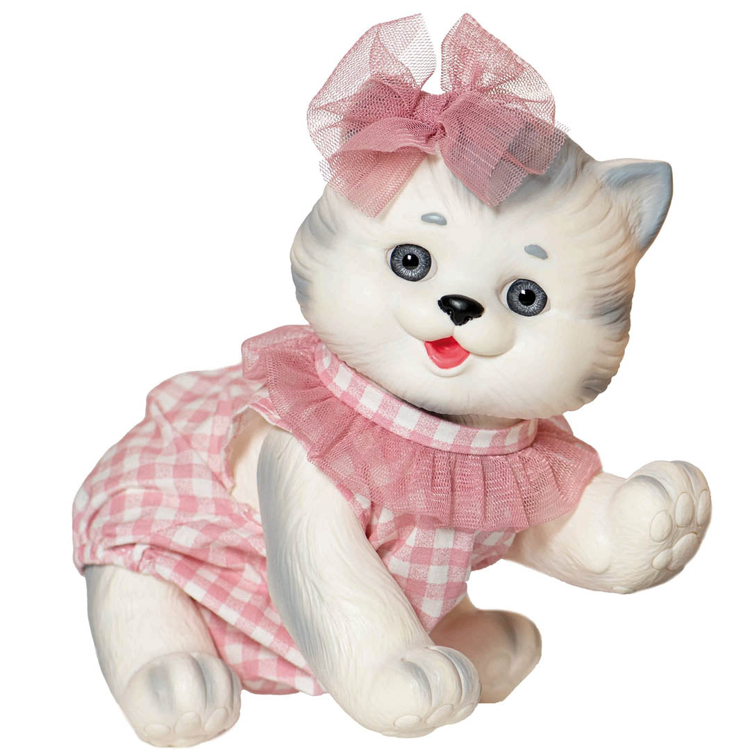 White Cat with Gray Stripes Doll