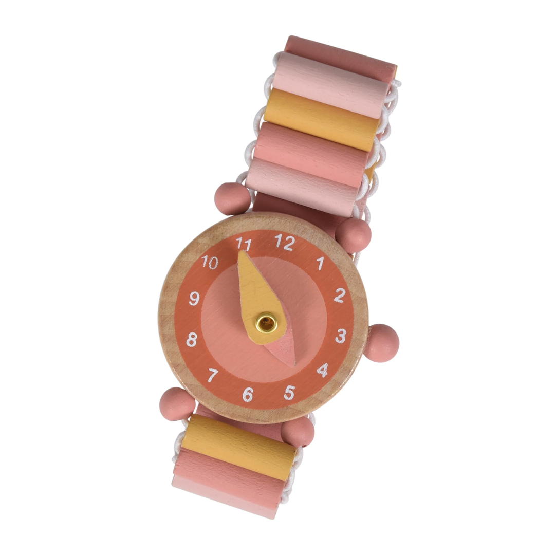 Wooden Elastic Watch- Pink