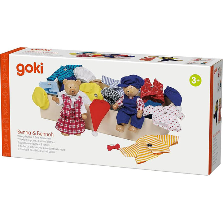 Wooden Dress Up Bear Doll Set - Wardrobe and Bears