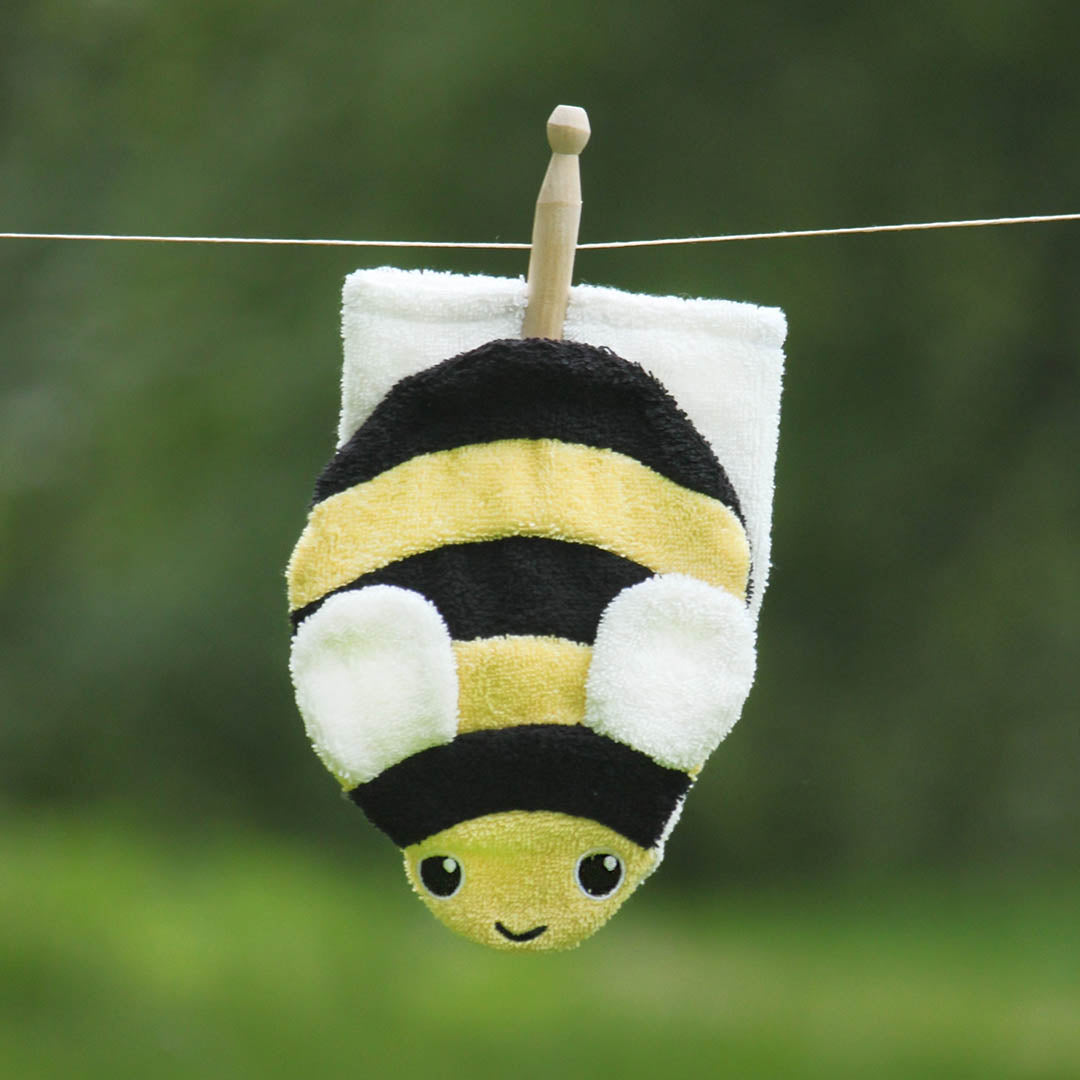 Organic Cotton Animal Puppet Washcloth - Bumble Bee