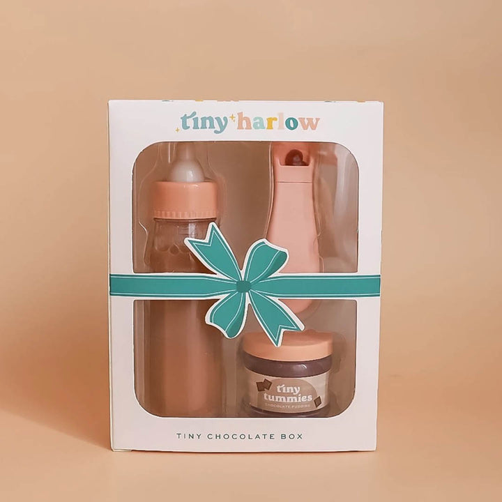 NEW Tiny Tummies Puree and Milk Bottle Set for Doll- Chocolate