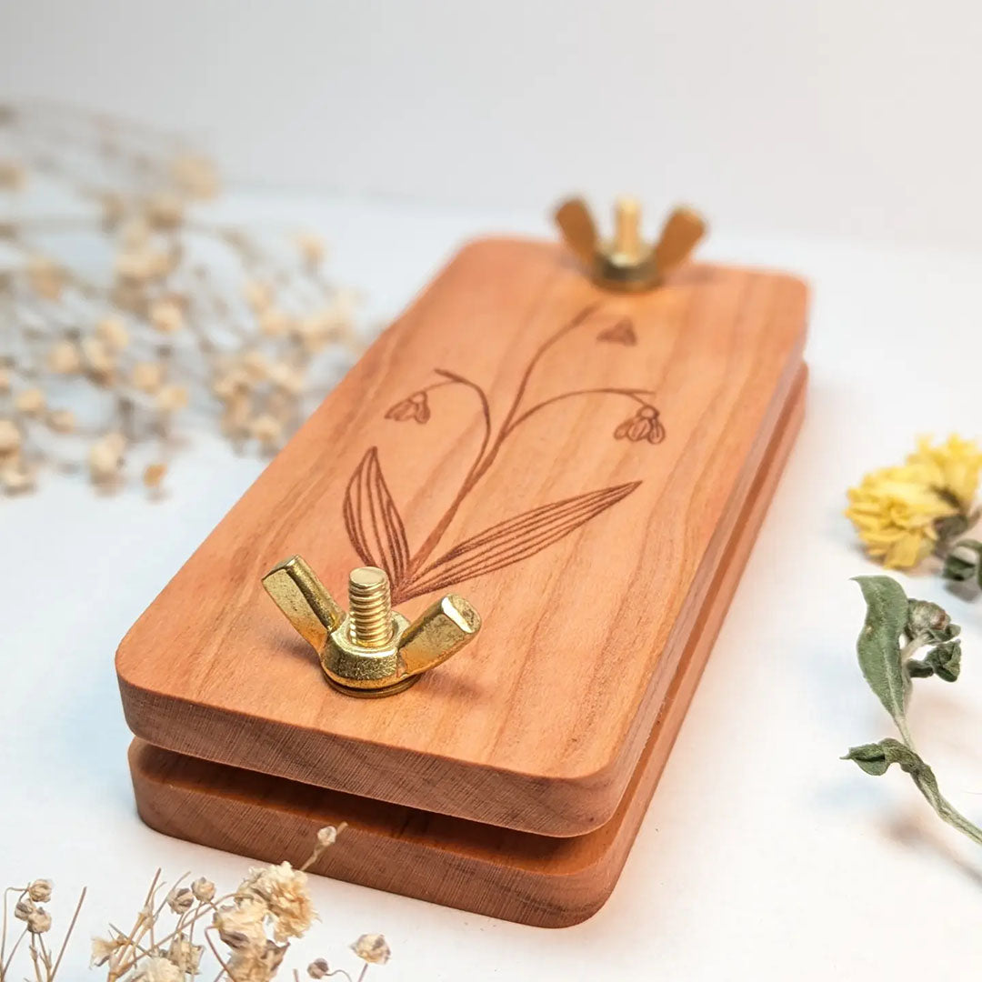Wooden Pocket Sized Flower Press- Snowdrop Flower