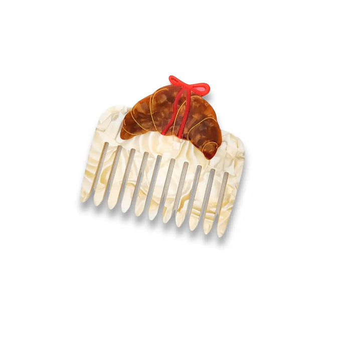 NEW Hand-painted Croissant Bow Pocket Hair Comb