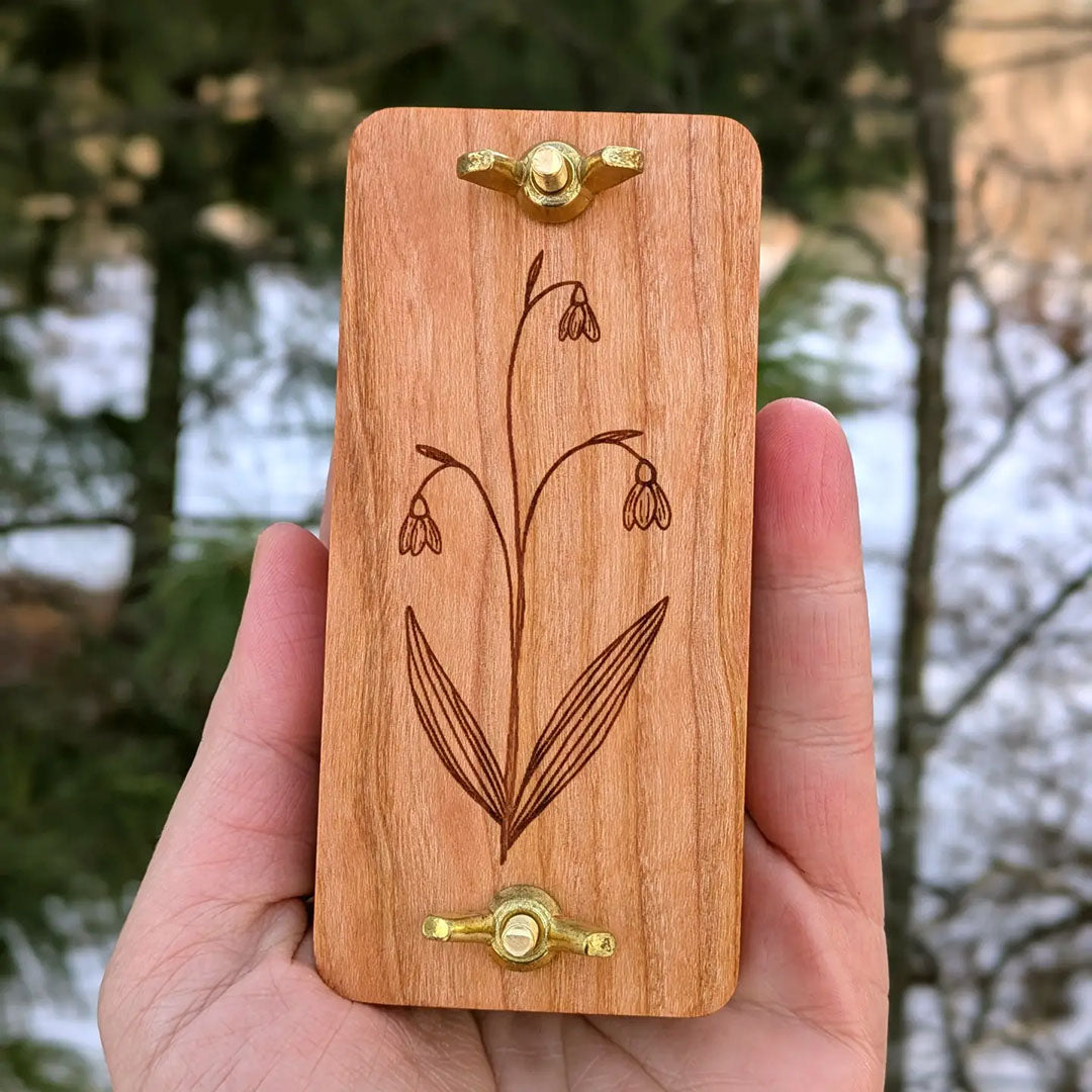 Wooden Pocket Sized Flower Press- Snowdrop Flower