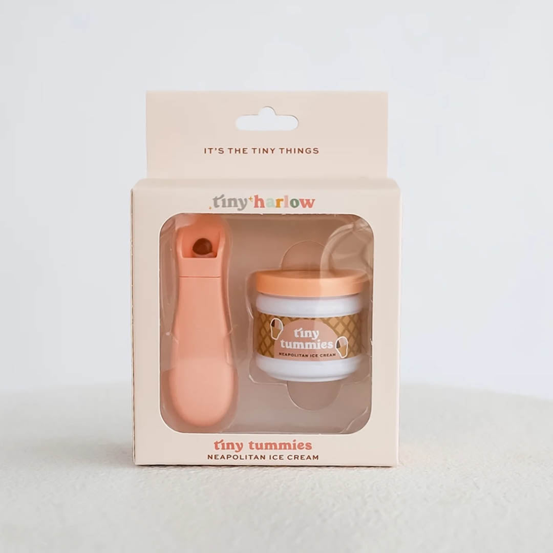 NEW Tiny Tummies Neapolitan Ice Cream Jar and Spoon Set