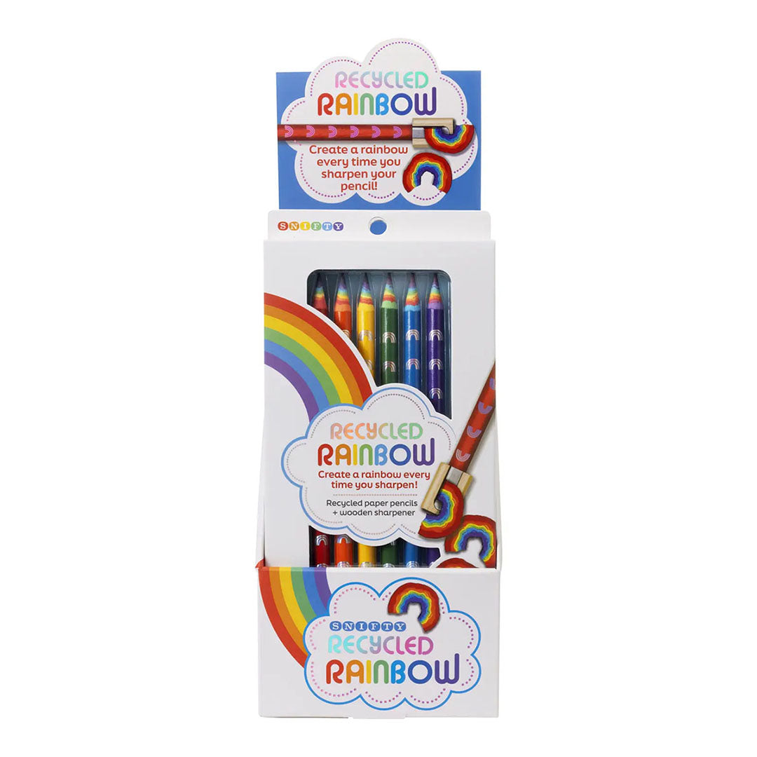 Recycled Rainbow Pencils & Sharpener Set