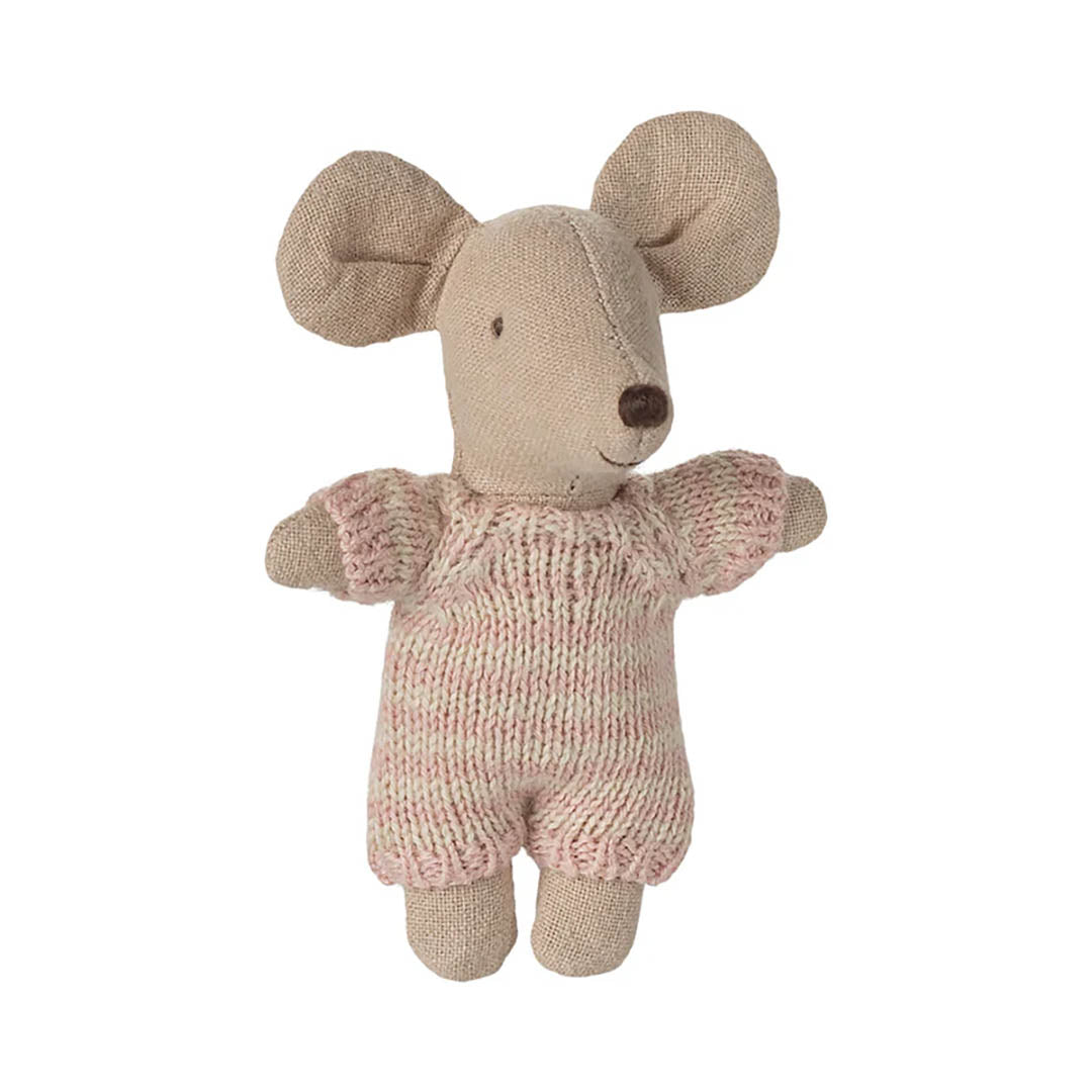 Baby mouse in carry cot - Rose