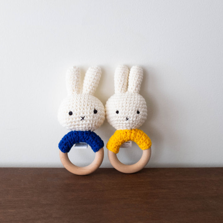 Miffy Handmade Crochet Wooden Rattle- Royal Blue