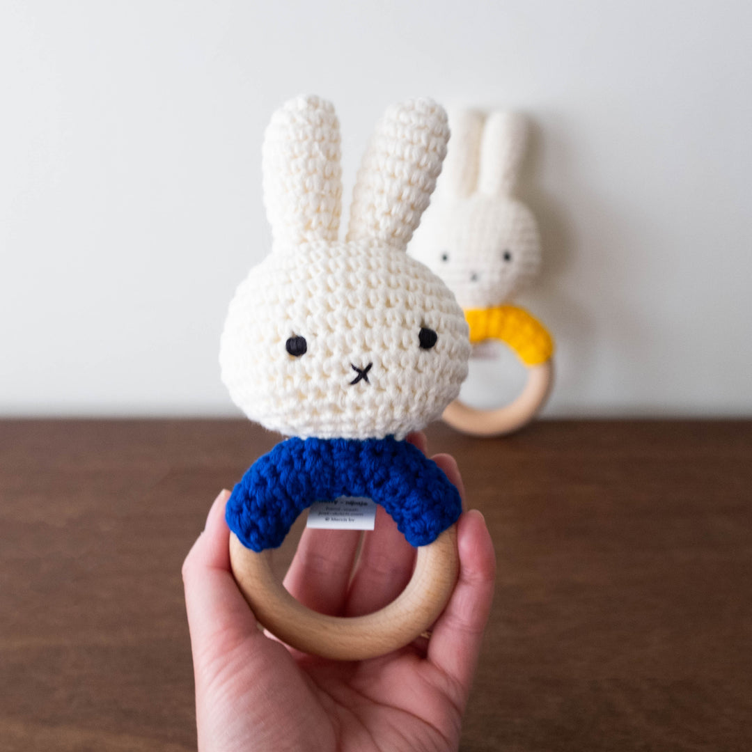 Miffy Handmade Crochet Wooden Rattle- Royal Blue