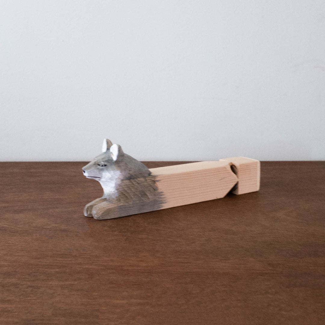 Wooden Hand Carved Animal Train Whistle- Wolf