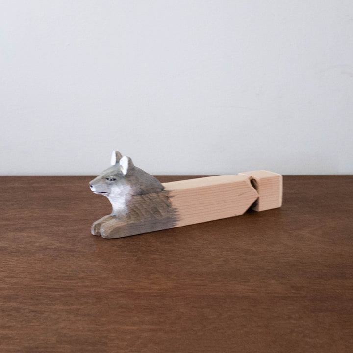 Wooden Hand Carved Animal Train Whistle- Wolf