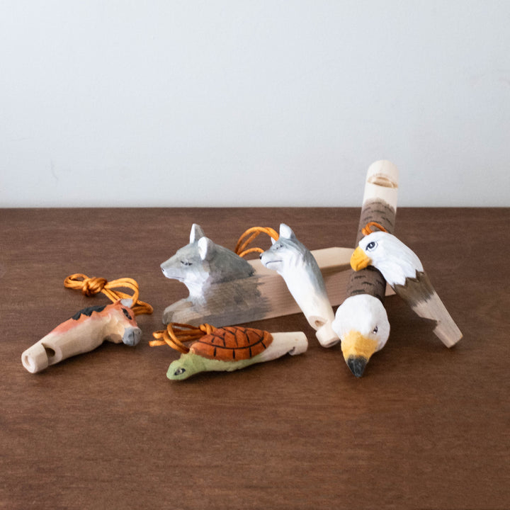 Wooden Carved Animal Whistle Necklaces - Available in Different Animals