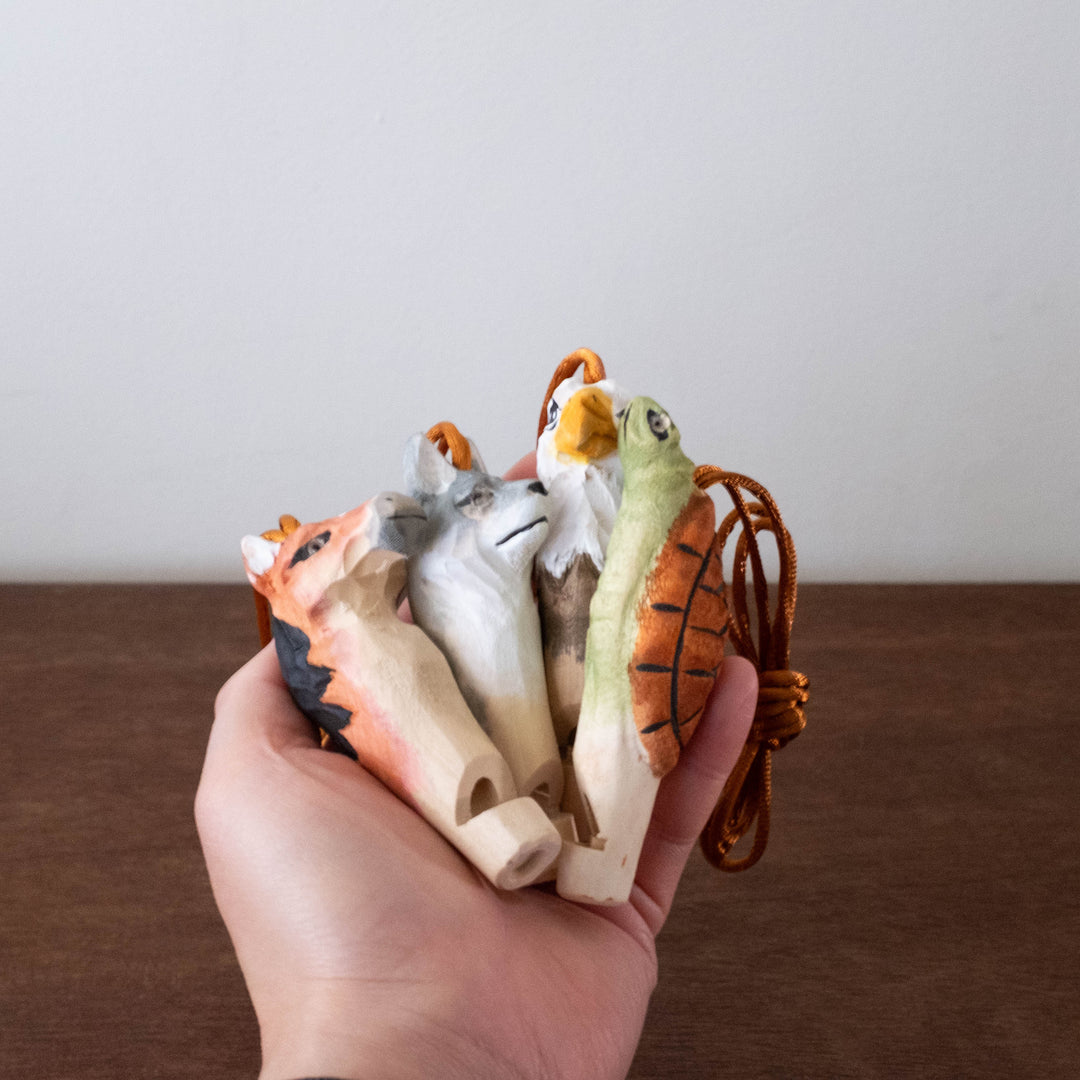Wooden Carved Animal Whistle Necklaces - Available in Different Animals