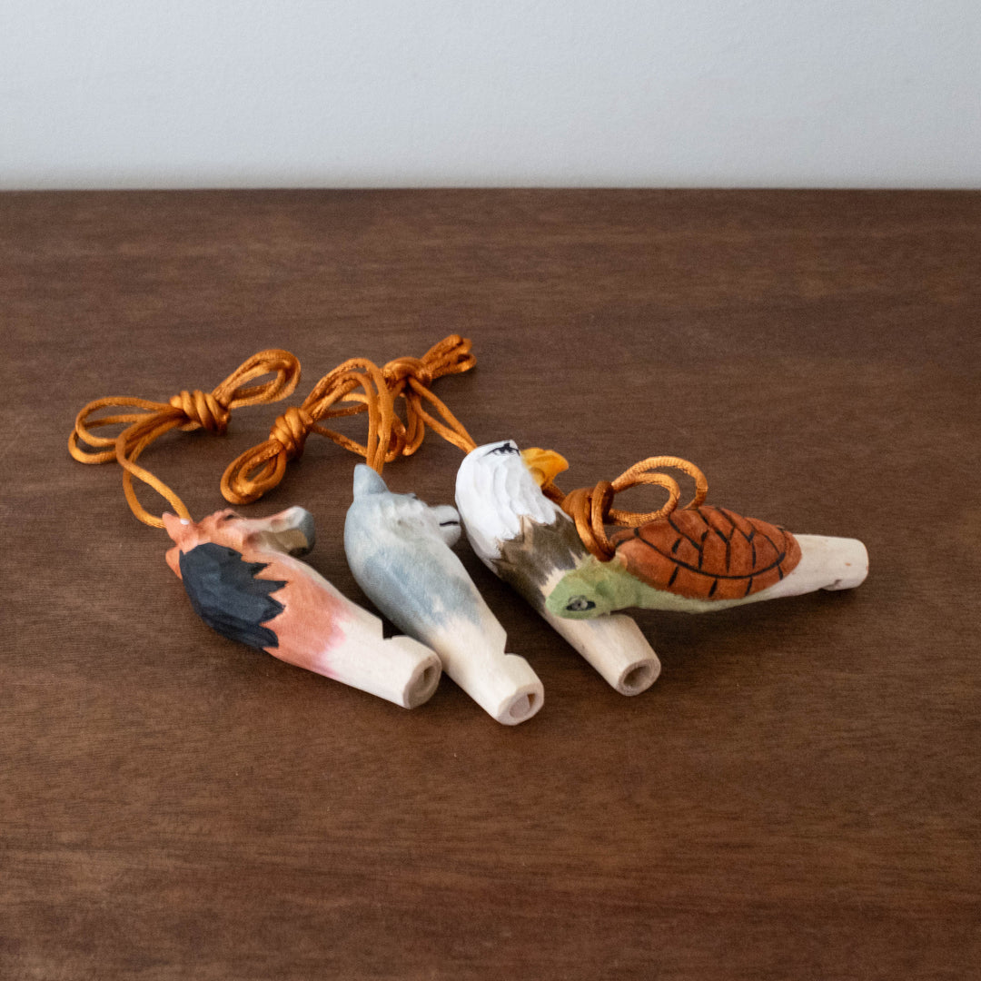 Wooden Carved Animal Whistle Necklaces - Available in Different Animals