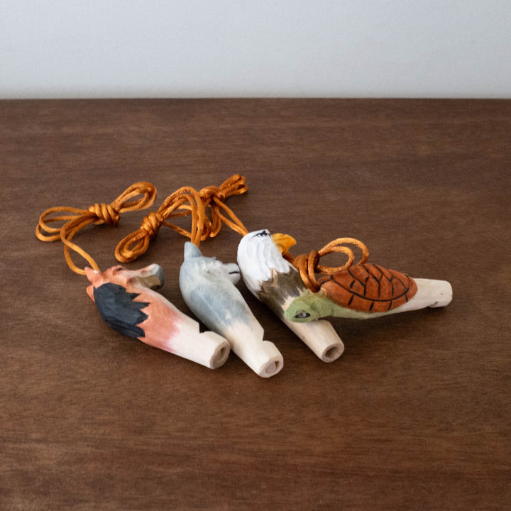 Wooden Carved Animal Whistle Necklaces - Available in Different Animals