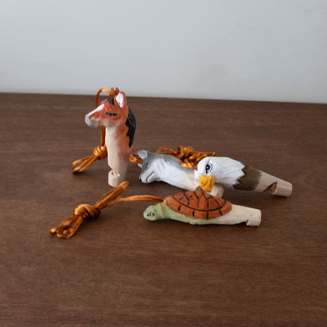 Wooden Carved Animal Whistle Necklaces - Available in Different Animals