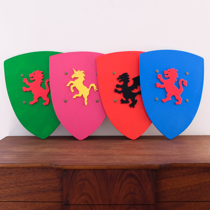 Wooden Knight Shield- Green Lion
