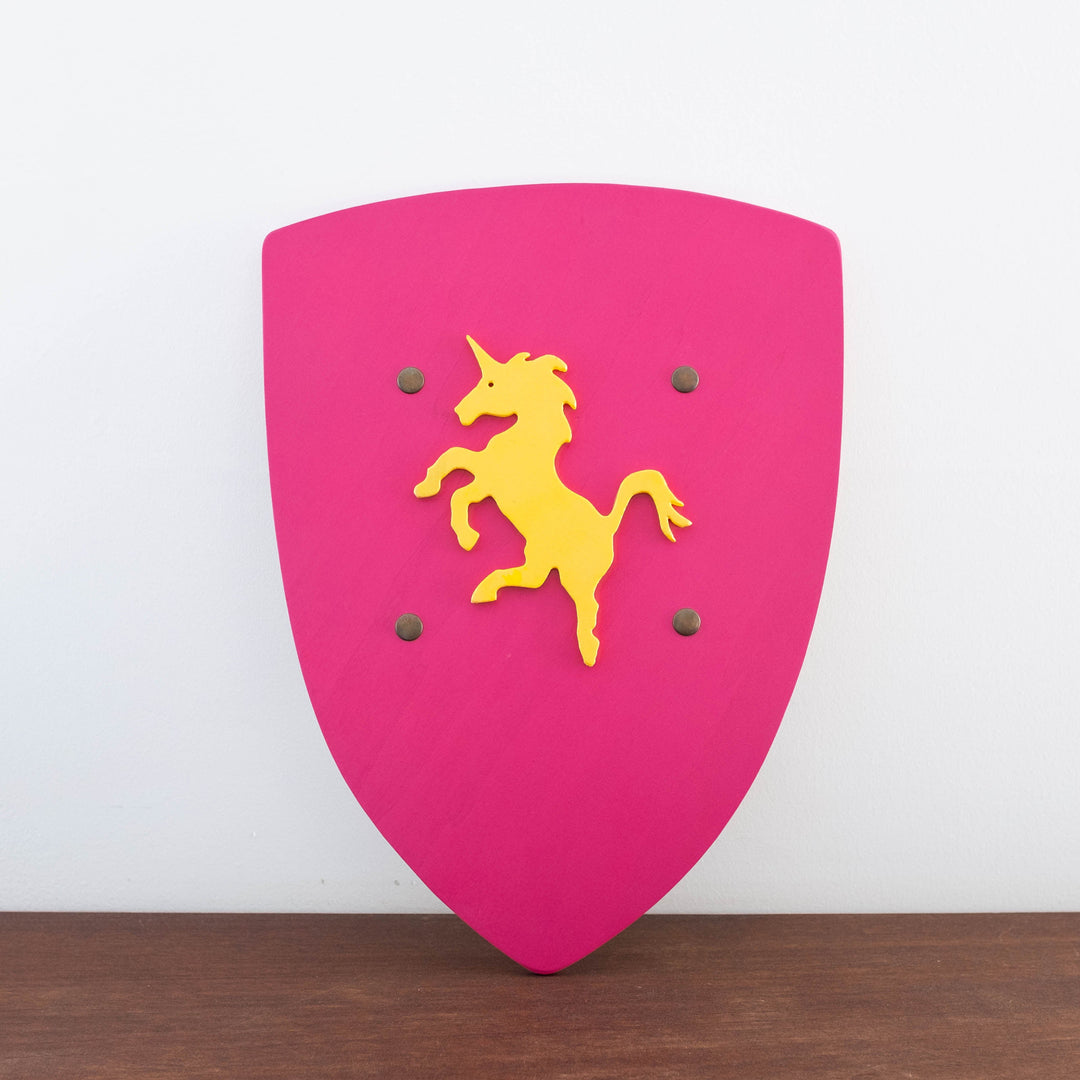 Wooden Knight Shield- Pink Unicorn