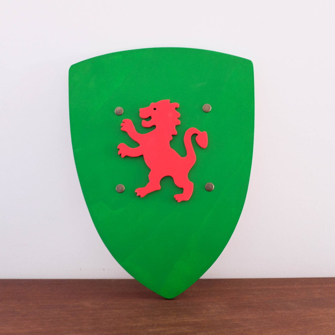 Wooden Knight Shield- Green Lion