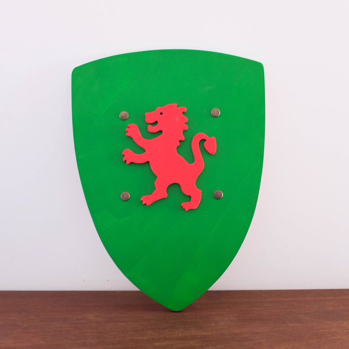 Wooden Knight Shield- Green Lion
