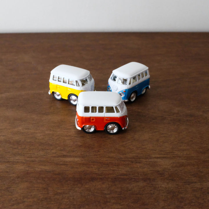 Die Cast Pull Back Cars: Mini 2" Volkswagen VW Bus Primary Colors