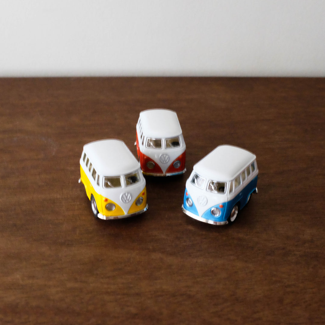 Die Cast Pull Back Cars: Mini 2" Volkswagen VW Bus Primary Colors