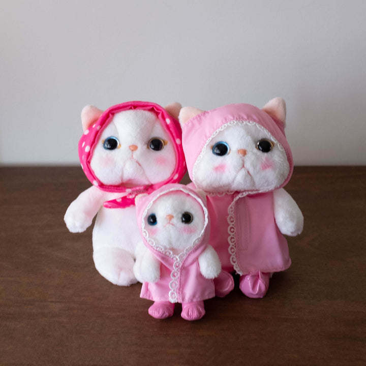 Japanese Cat Series- Pink Polka Dot Bonnet Plush Doll