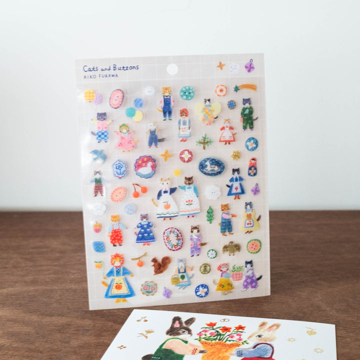 Aiko Fukawa Sticker Set- Cat and Buttons