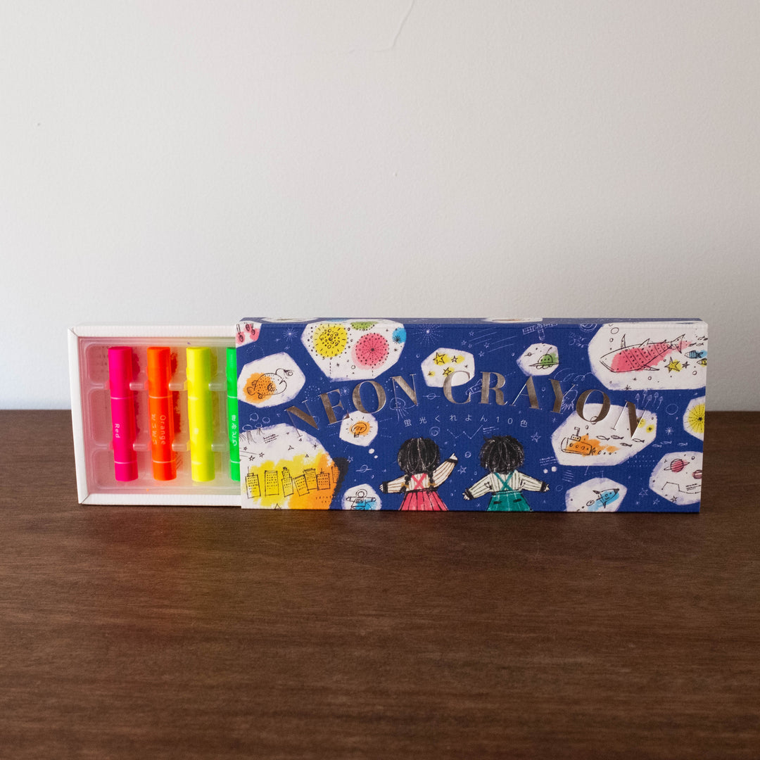 NEW Japanese Neon Crayons Set- Fluorescent Set of 10 Colors