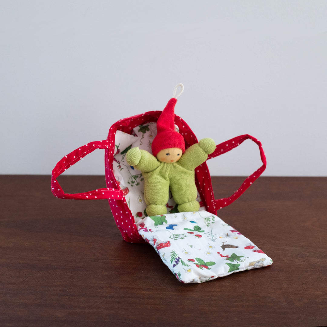Nanchen Cuddle Doll with Baby Bed- Red