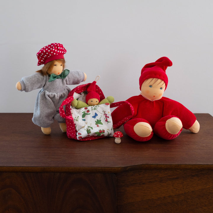 Nanchen Cuddle Doll with Baby Bed- Red